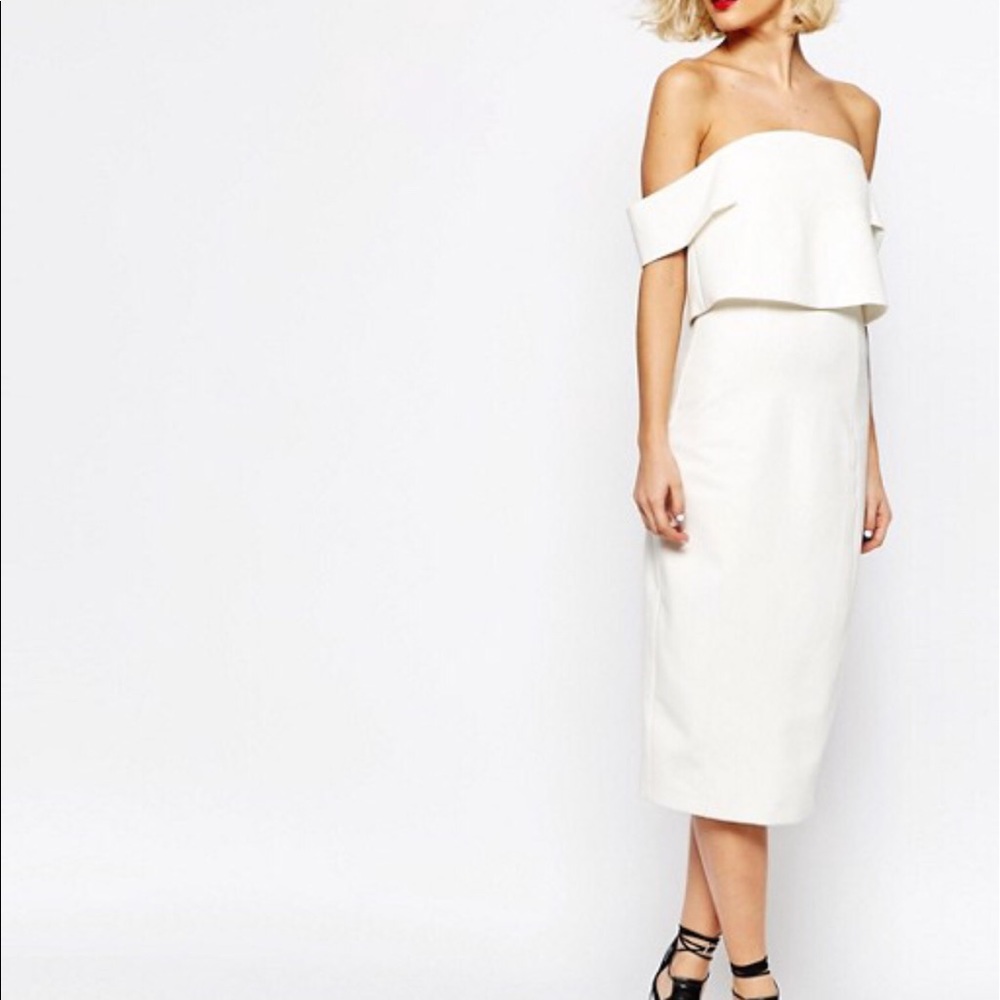 Lavish Alice Off Shoulder Bandeau Cropped Midi